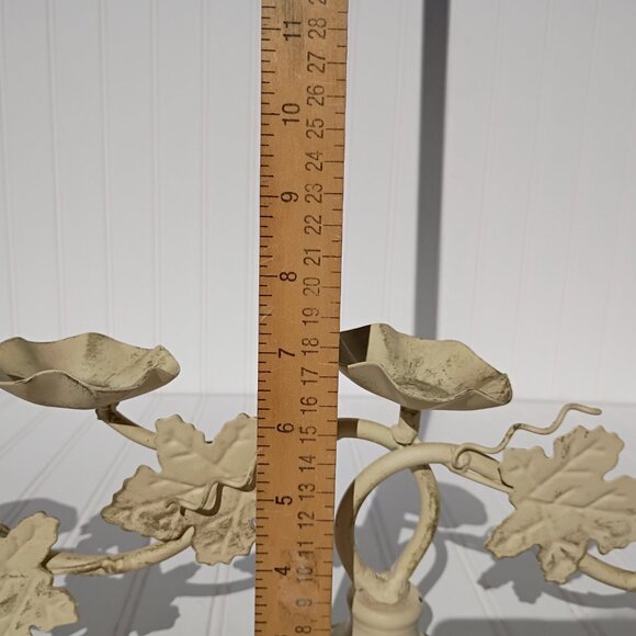 Italian Tole Iron Candelabra 5-arm Grape Leaves Votive Candle Holder Centerpiece - Picture 13 of 16